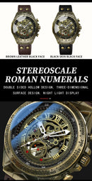 UTHAI Retro Men Watch Business Waterproof Bronze Automatic Mechanical Machine Watch Leather Strap Male Fashion Clock Wristwatch