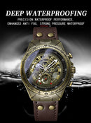 UTHAI Retro Men Watch Business Waterproof Bronze Automatic Mechanical Machine Watch Leather Strap Male Fashion Clock Wristwatch