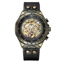 UTHAI Retro Men Watch Business Waterproof Bronze Automatic Mechanical Machine Watch Leather Strap Male Fashion Clock Wristwatch